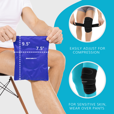 the braceability gel pack compression knee brace is easily adjustable post surgery