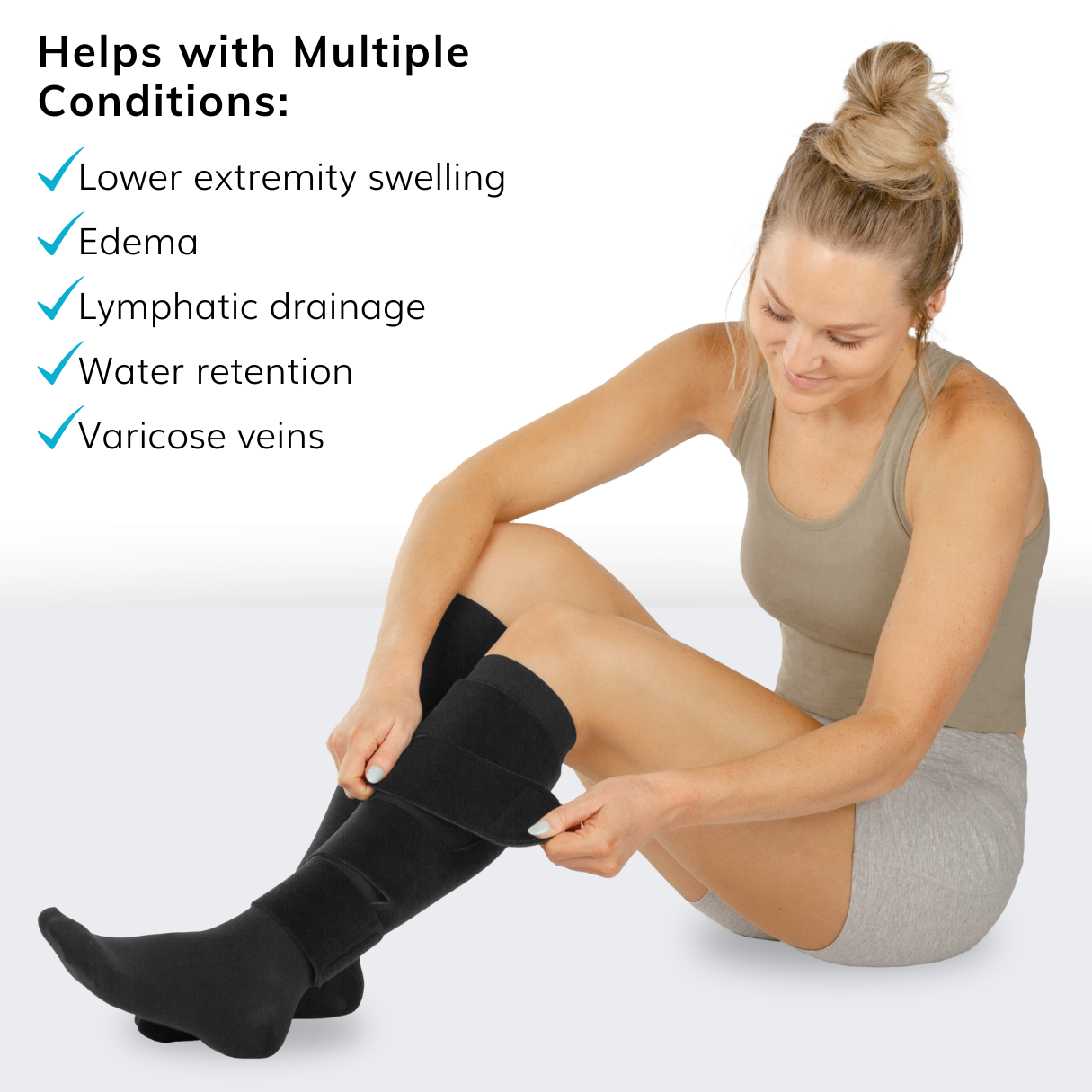 Our obesity lymphedema leg compression sleeve can be used for lymphatic drainage and edema in the lower leg