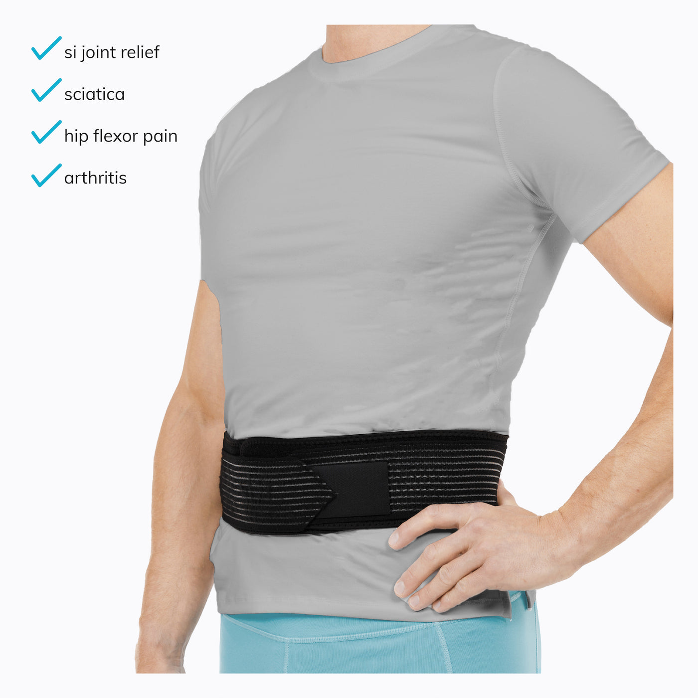 The sacroiliac joint pain brace also helps with sciatica, hip flexor pain, and arthritis
