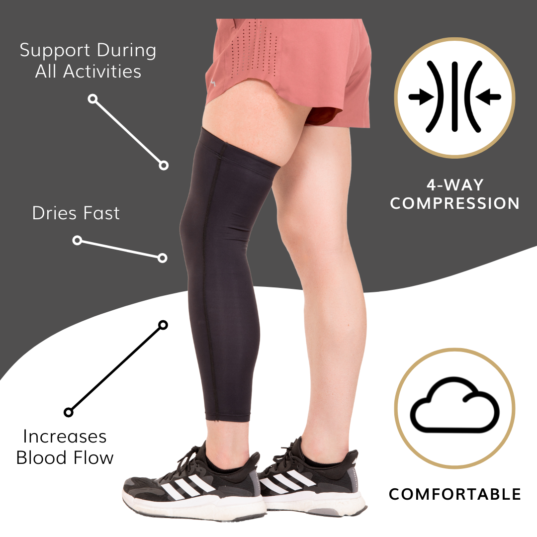 Leg Brace Thigh Compression Sleeve Calf Knee Support Socks Pain Relief Men  Women