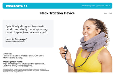 To clean the cervical neck traction device wipe with a damp cloth