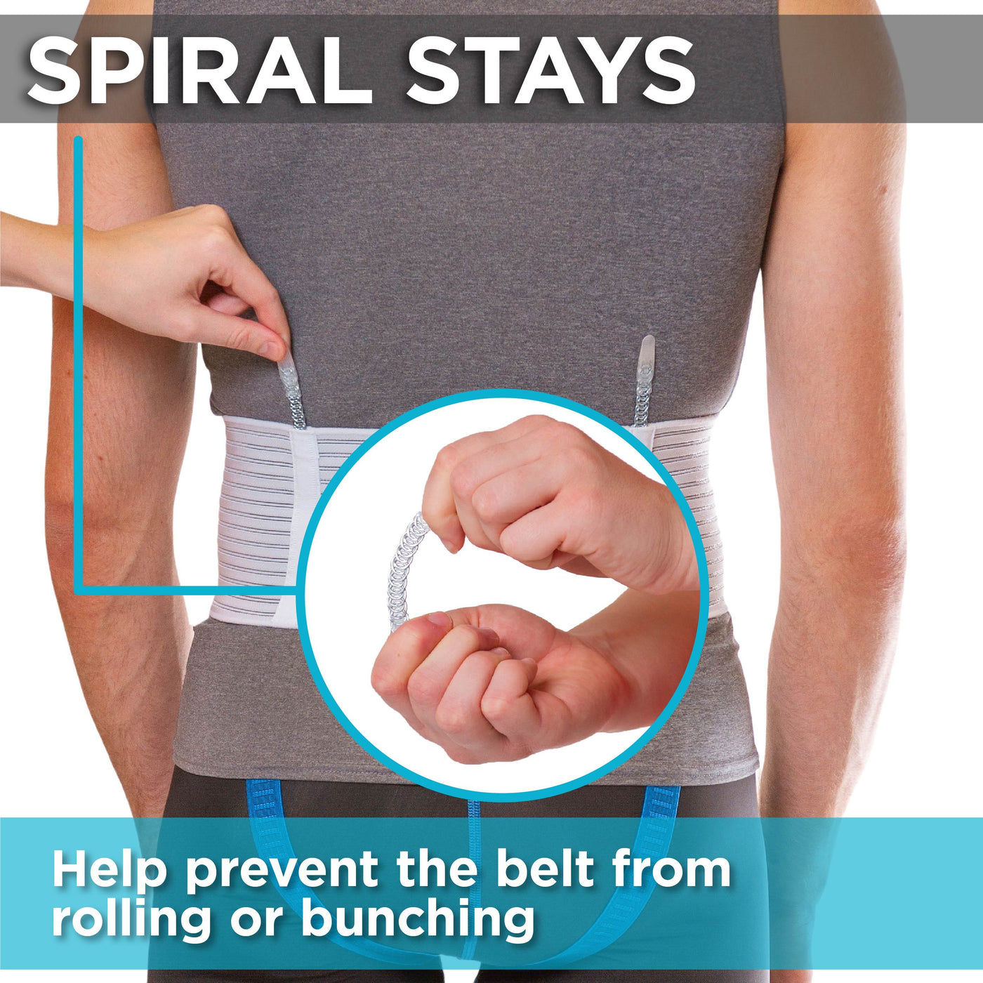 spiral stays help prevent the belt from rolling or bunching