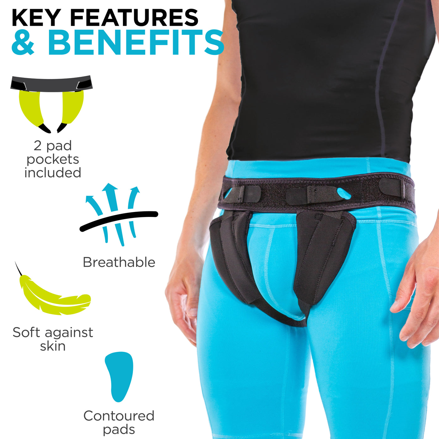 The BraceAbility Inguinal Hernia Belt is made with a breathable, comfortable material for all day hernia protection