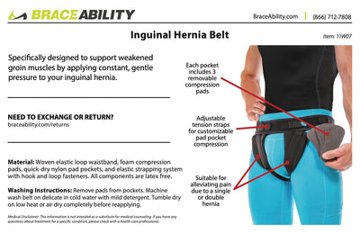 to clean the inguinal hernia belt, remove pads and machine wash on delicate in cold water with mild detergent