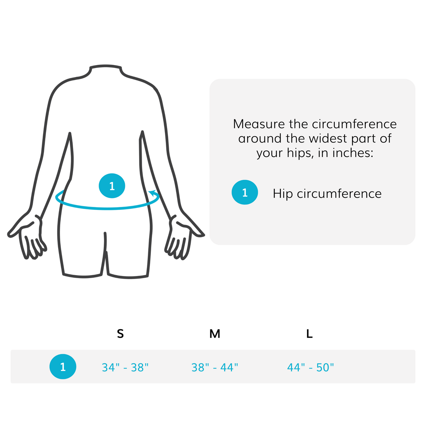 the sizing chart for the inguinal hernia belt comes in sizes small through large