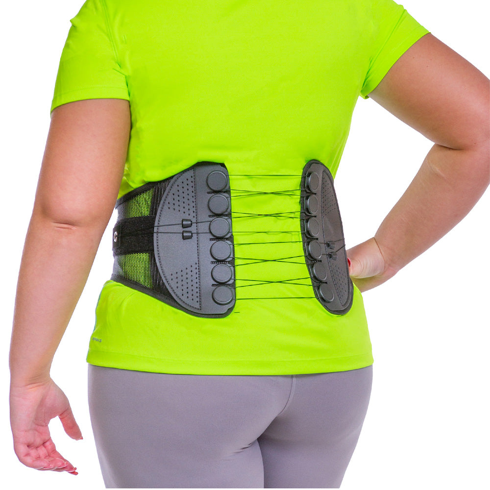 the athletic, lumbar corset back brace fits average to plus size people