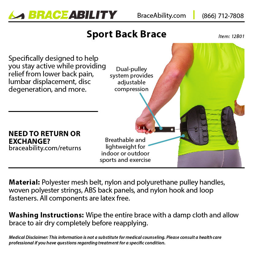 Helpful Back Brace - Elastic Nylon Fabric, Breathable
