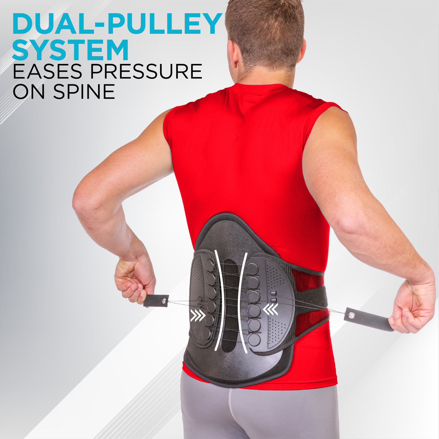 Dual-pulley system eases pressure on spine to decompress spine
