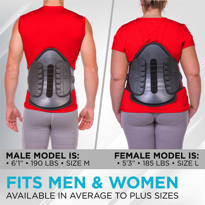 Our lumbar decompression brace fits average to plus size men and women