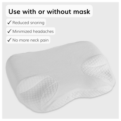 Our CPAP memory foam pillow can be used with or without a mask to prevent snoring and reduce headaches