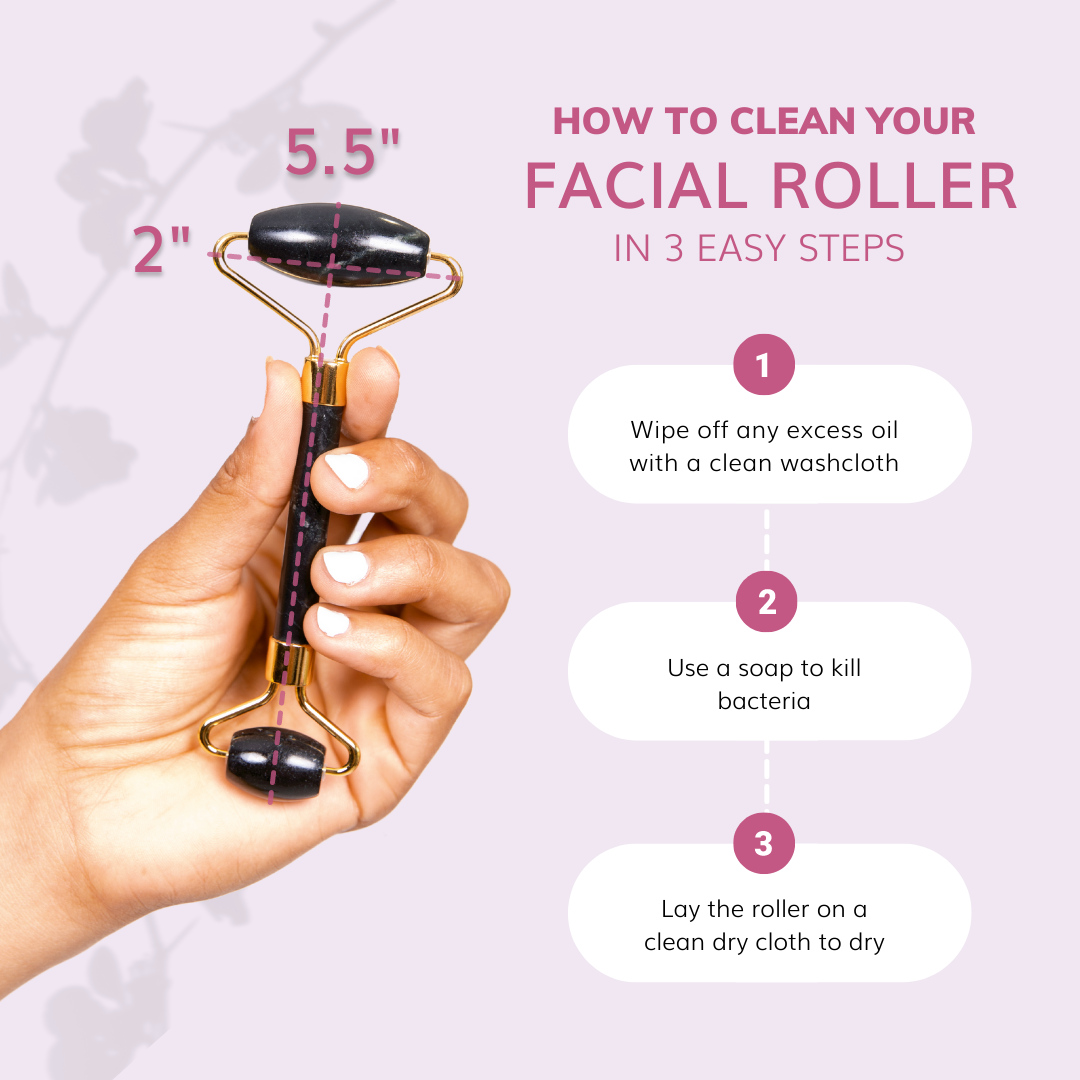 to clean the BraceAbility jade facial roller, wipe any excess oil with clean cloth and use a soap to kill bacteria