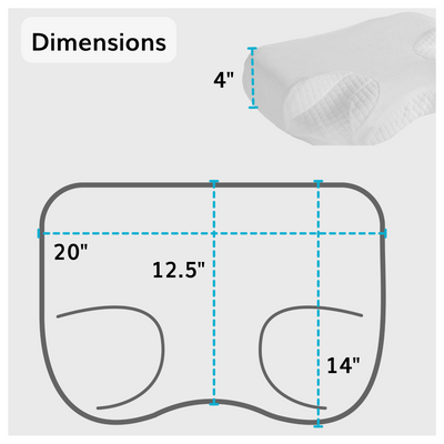 As shown on the sizing chart, our cpap pillow for side sleepers is four inches thick and twenty inches wide