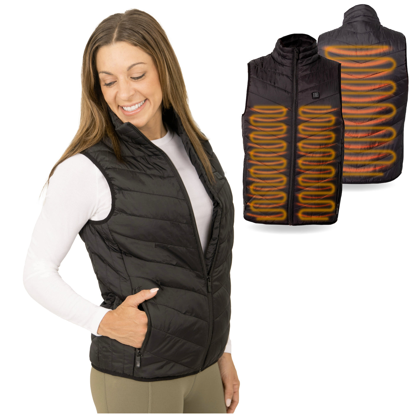 The BraceAbility rechargable heated vest will keep you warm outside while hunting or golfing