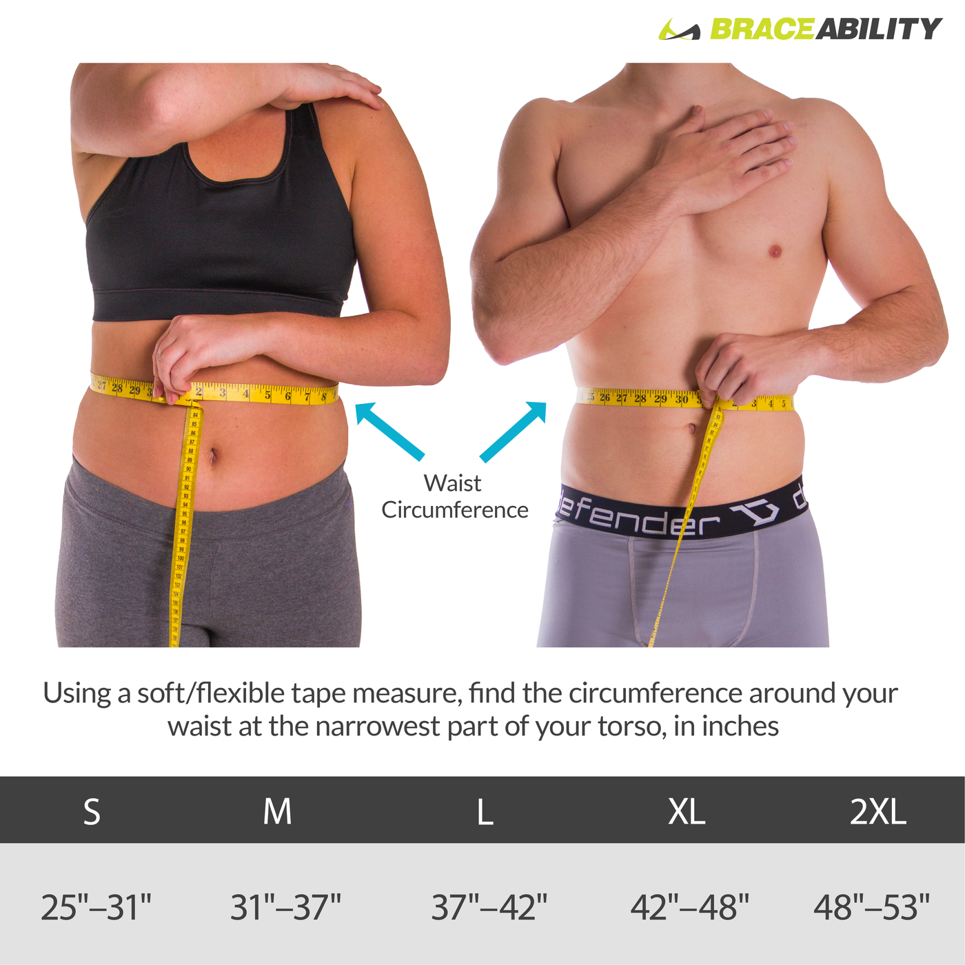 the sizing chart for the decompression back belt fits small through 2xl