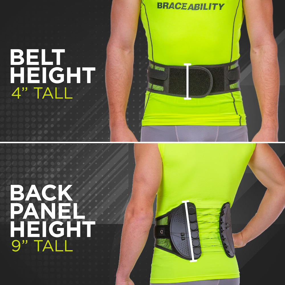 Dimensions of spine sport back brace length, width, thickness