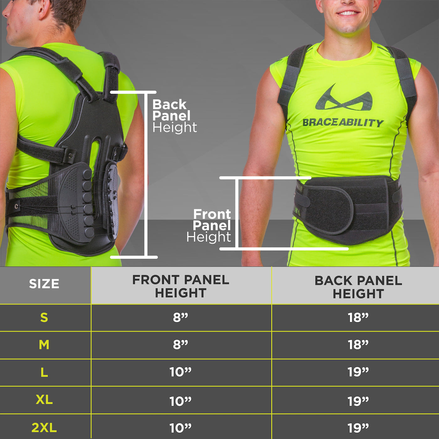 A 21 inch back panel and 7 inch front panel make the scoliosis back brace a comprehensive full back support