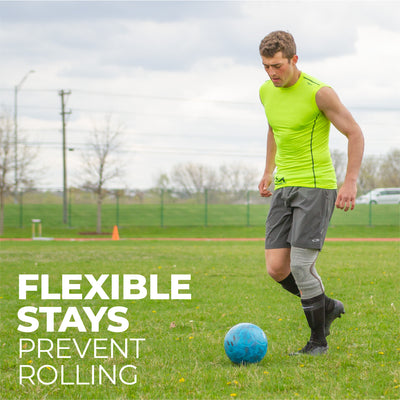 Flexible stays on the side of our athletic bamboo knee sleeve prevent rolling down