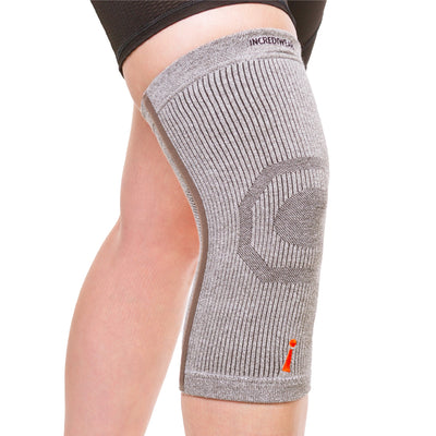 The incrediwear knee sleeve is an athletic bamboo brace to help provide sports pain relief