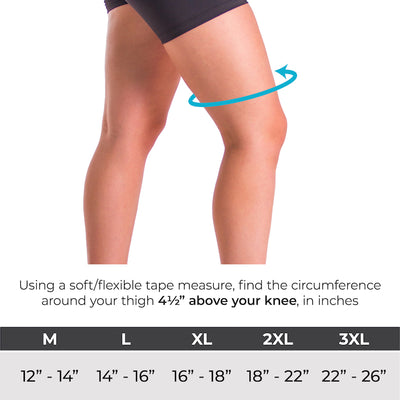 Sizing for the incredibrace athletic knee brace is size medium through 3XL