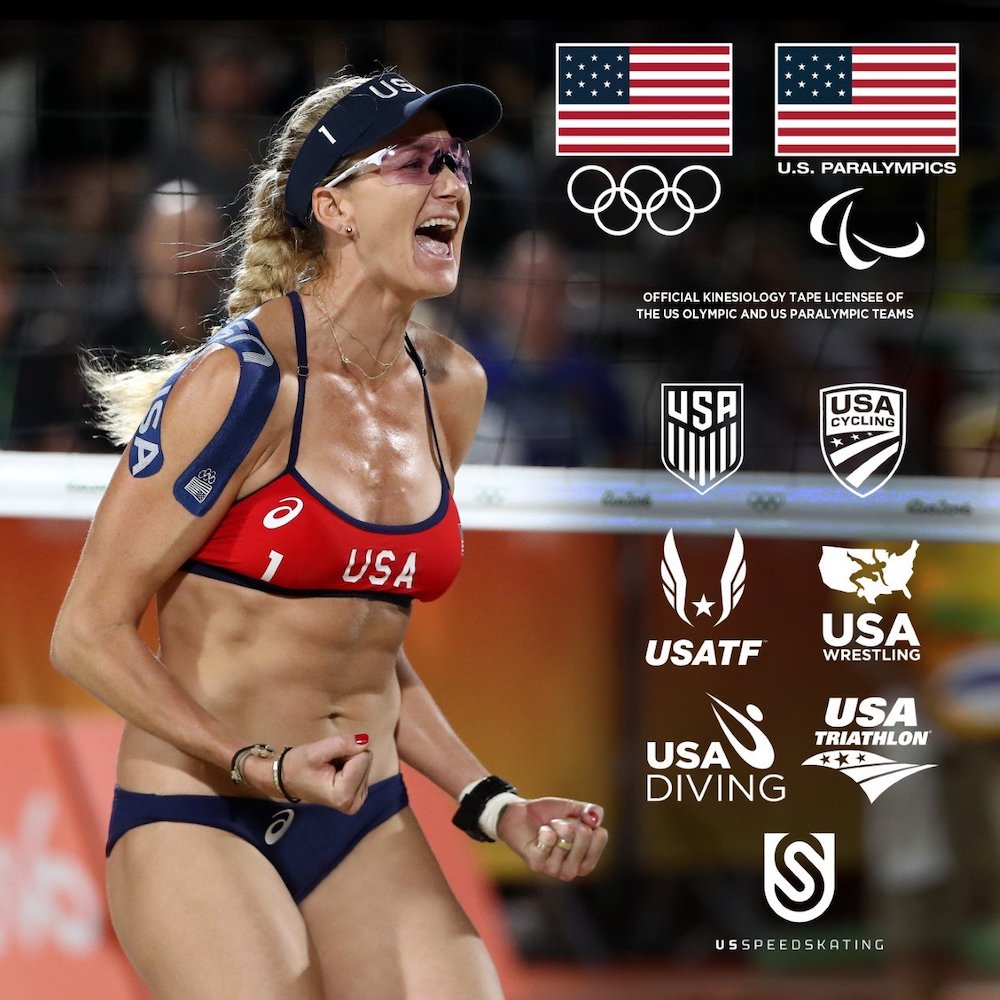 Our KT kinesiology tape is worn as athletic sports bandage by olympic athletes